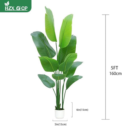 Bird of Paradise Plant Artificial 5ft,Faux Plants Indoor Tall with 10 Trunks - The Perfect Indoor Silk Floor Plant for Home Decor in Living Room, Office, and Bedroom (5FT Bird of Paradise)