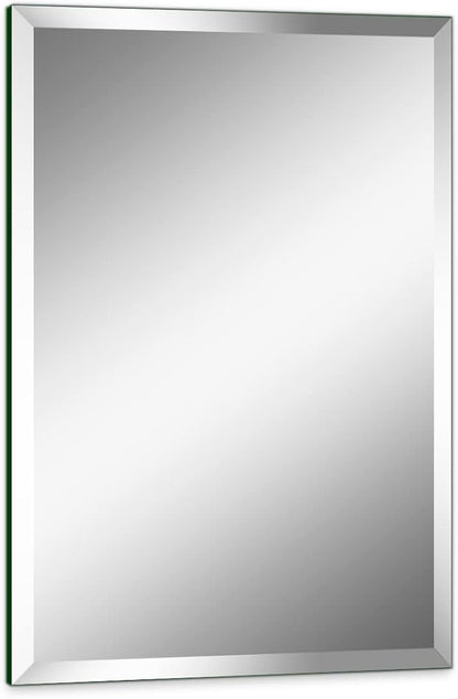 18"x24" Frameless Rectangle Wall Mirror with 1 inch Beveled Edge for Bathroom Vanity