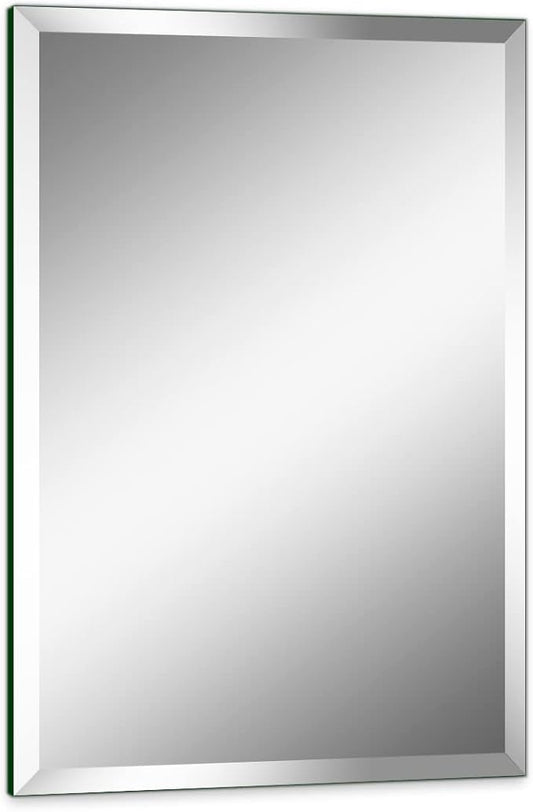 18"x24" Frameless Rectangle Wall Mirror with 1 inch Beveled Edge for Bathroom Vanity