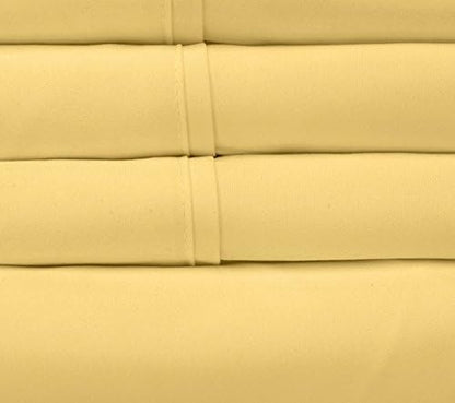 Queen Sheets Yellow - 6 Piece 1500 Supreme Collection Fine Brushed Microfiber Deep Pocket Queen Sheet Set Bedding - 2 Extra Pillow Cases, Great Value, Queen, Yellow
