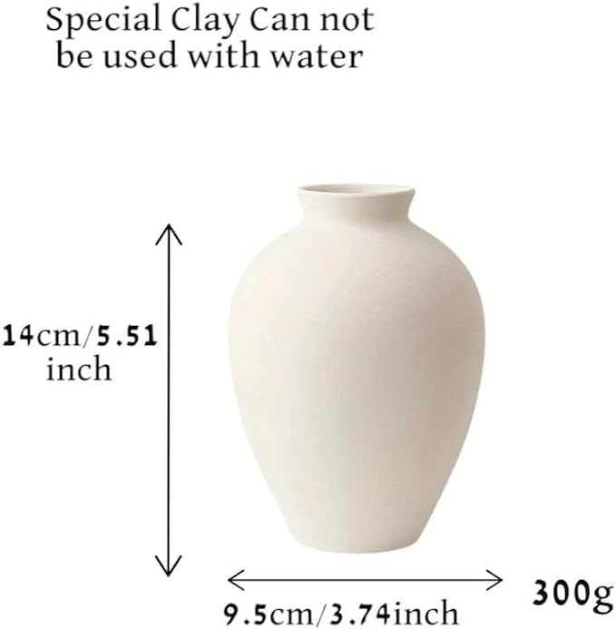 Modern White Ceramic Vase - Scandinavian Handmade Textured Decor for Living Room, Dining Table & Boho Farmhouse Accent