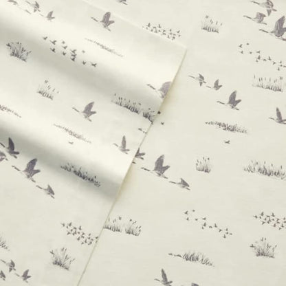 Eddie Bauer - Queen Sheet Set, Warm Breathable Cotton Flannel Bedding with Deep Pockets, Brushed for Extra Softness, Cozy Home Decor, Oeko-Tex Certified (Geese Meadow, Queen)