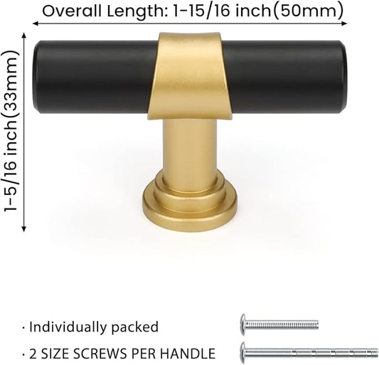 goldenwarm 10 Pack Black and Gold Cabinet Knobs Kitchen Cabinet Knobs for Dresser Drawers Black and Gold Cabinet Pulls Modern Hardware for Cupboard Bathroom,Zinc Alloy Base