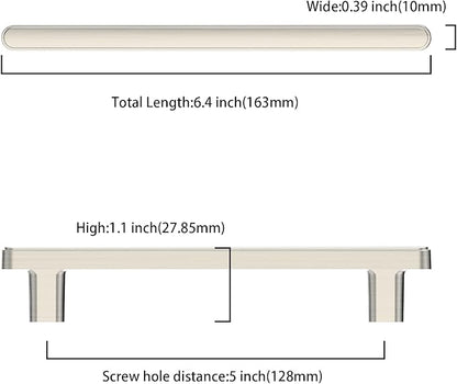10 Pack 5 Inch(128mm) Kitchen Cabinet Handles Brushed Satin Nickel Cabinet Pulls Kitchen Cabinet Hardware Drawer Pulls for Cupboard Wardrobe