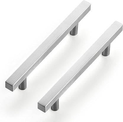 Ravinte Brushed Nickel Cabinet Handles 15 Pack 4-1/2 inch Satin Nickel Square Cabinet Pulls Silver Hardware for Kitchen 7 inch Overall Length Stainless Steel Drawer Pulls
