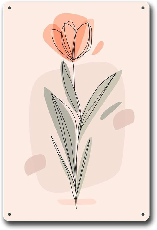 Metal Tin Signs Elegant Floral Prints for Home Decor Bedroom and Bathroom Wall Decoration 8x12inch Tin Sign