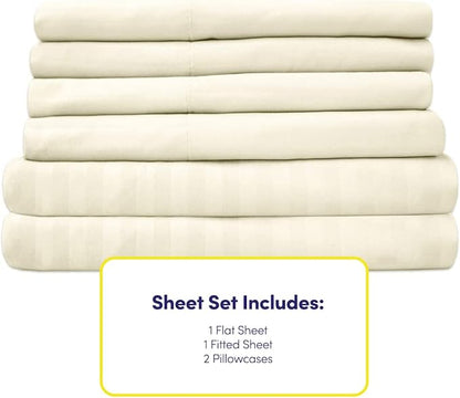 Twin Size Bed Sheets - 4 Piece 1500 Supreme Collection Fine Brushed Microfiber Deep Pocket Twin Sheet Set Bedding - 1 EXTRA PILLOW CASES, GREAT VALUE, Twin, Dobby Beige