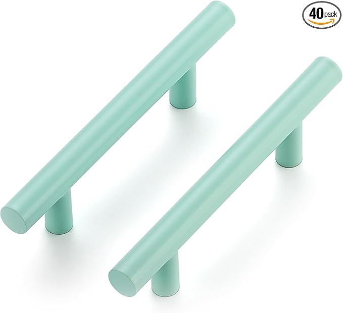 Ravinte 40 Pack | 5 Inch Cabinet Pulls Green Stainless Steel Kitchen Drawer Pulls Cabinet Handles 5 InchLength, 3 Inch Hole Center