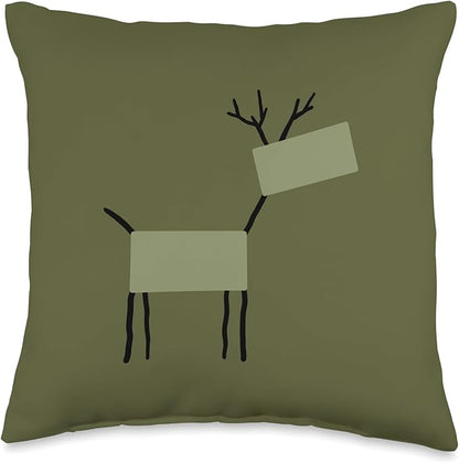 Cute Scandinavian Animals Designs Chic Deer Moose Scandinavian Elk Minimalism Reindeer Throw Pillow, 16x16, Multicolor
