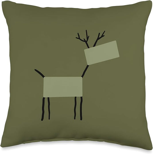 Cute Scandinavian Animals Designs Chic Deer Moose Scandinavian Elk Minimalism Reindeer Throw Pillow, 16x16, Multicolor