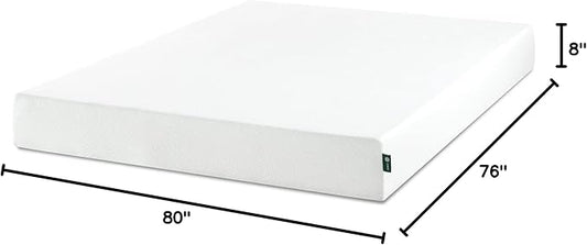 ZINUS 8 Inch King Green Tea Memory Foam Mattress [New Version], Fiberglass free, Medium Firm Feel, Zoned Pressure Relief, Certified Safe Foams & Fabric, Mattress in A Box