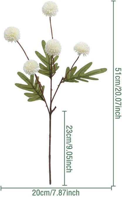 Artificial Flowers for Vases 20.5 Inch 10 Stems， Silk Dried Fake Mums Bouquet Indoor Faux Floral Arrangements for Decoration (White)