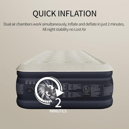Air Mattress with Built in Pump - Upgraded Twin Blow Up Mattress, 2 Mins Quick Self Inflatable with Double Air Chamber,16"/550lbs Max, Strong Support, for Camping,Home,Guests,Portable Travel