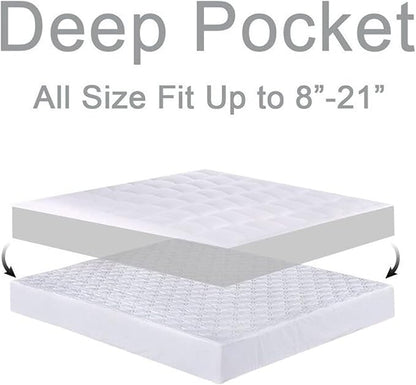Mattress Topper Super Queen for Back Pain, Extra Thick Mattress Pad Cover, Plush Pillow Top, Deep Elastic Pocket, Grey