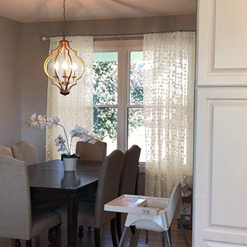 MYSKY HOME Pom Pom Beige Sheer Curtains for Bedroom Girls Room Curtains for Nursery Kids Light Filtering Boho Window Drapes, Rod Pocket, 52 x 95 Inches, 2 Panels