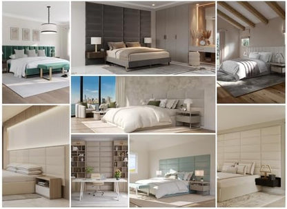 Vänt Upholstered Wall Panels - Queen/Full Size Wall Mounted Headboards - Micro Suede Grey - Set of 4 Panels (Each Individual Panel 30"x11.5")