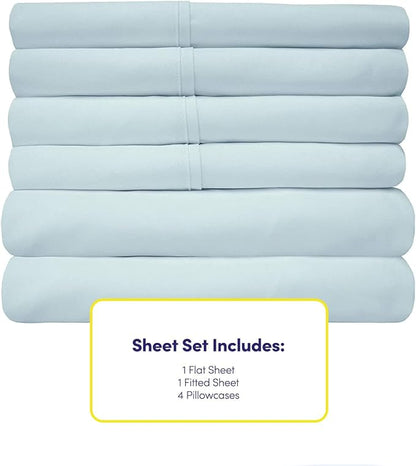 Cal King Size Bed Sheets - 6 Piece 1500 Supreme Collection Fine Brushed Microfiber Deep Pocket California King Sheet Set Bedding - 2 Extra Pillow Cases, Great Value, California King, Aqua