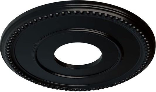 Ekena Millwork CM12BRBLF 12-1/2" x 3-7/8" x 3/4" Bradford Ceiling Medallion, Jet Black
