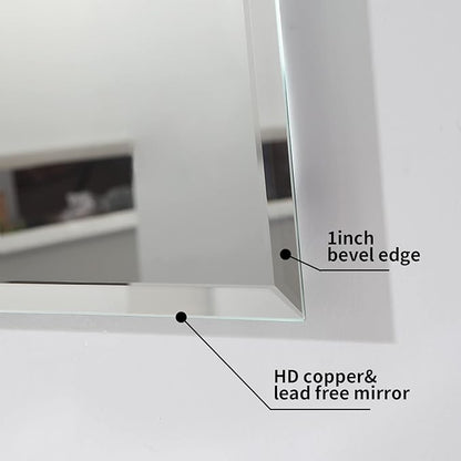 Mirrorons Beveled Mirror, Bathroom Mirrors for Wall 40" x 30", Frameless Rectangle Bathroom Mirror with Beveled Edge, Hangs Horizontally or Vertically, Upgraded Packing