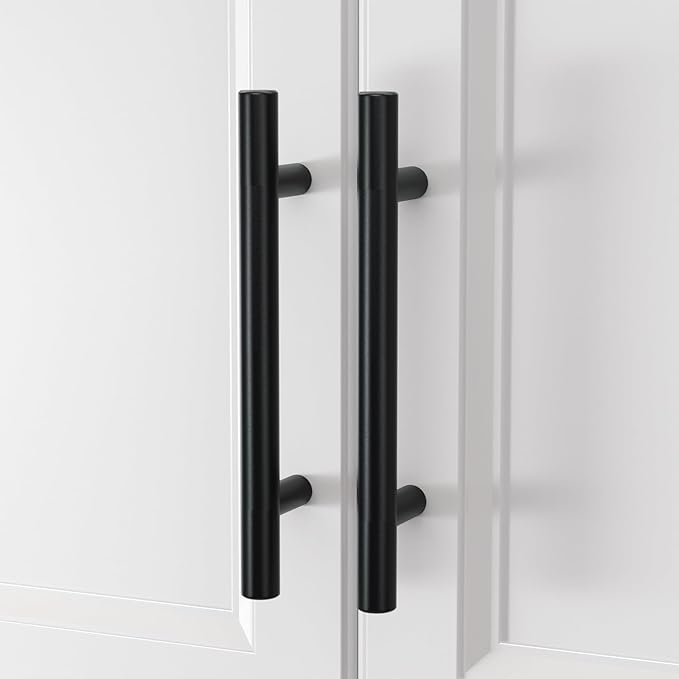 homdiy Black Cabinet Handles 20Pack 6-1/4inch Hole Center Kitchen Drawer Pulls and Knobs Stainless Steel Cabinet Hardware for Bathroom, Cupboard