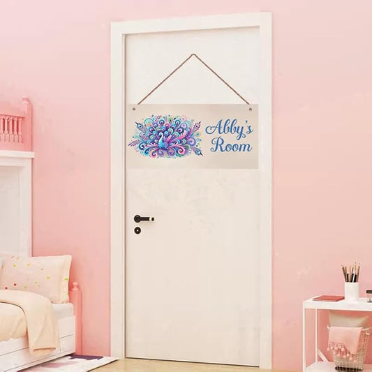 Personalized Signs Peacock Room Decor Custom Sign Nursery Girls Name Hanging Décor Kids Door Sign For Kids Room
