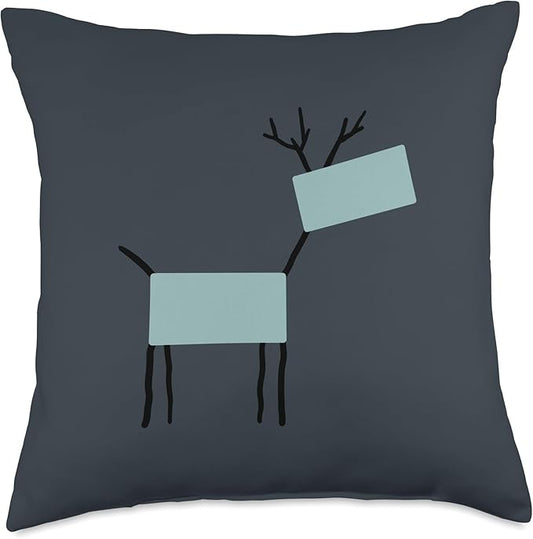Cute Scandinavian Animals Designs Chic Deer Moose Scandinavian Elk Minimalism Reindeer Throw Pillow, 18x18, Multicolor
