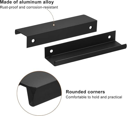 uxcell Cabinet Finger Edge Pull, 8pcs 120mm / 4.72" Aluminum Alloy Back Mount Hidden Cabinet Pulls Concealed Handle for Home Kitchen Drawer Cabinet, Black