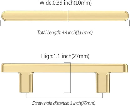 10 Pack 3 Inch(76mm) Kitchen Cabinet Handles Brushed Gold Cabinet Pulls Kitchen Cabinet Hardware Drawer Pulls for Cupboard Wardrobe