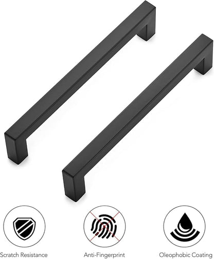 Ravinte 35 Pack 6-1/4 Inch Kitchen Square Cabinet Handles Matte Black Stainless Steel Drawer Pulls Hardware