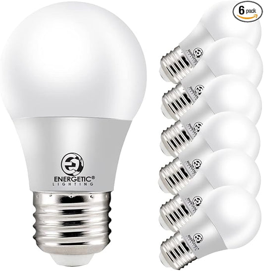ENERGETIC SMARTER LIGHTING LED Refrigerator Bulb 40 Watt Equivalent, 4000K Cool White, Dimmable A15 Ceiling Fan Light Bulbs, E26 Base, UL Listed, 6 Pack