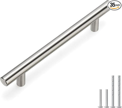 homdiy 35Pack Cabinet Pulls Brushed Nickel Cabinet Door Handles - HD201SN Cabinet Handles Bar Cabinet Pulls Stainless Steel Cabinet Hardware for Kitchen Cabinets, 5in Hole Centers