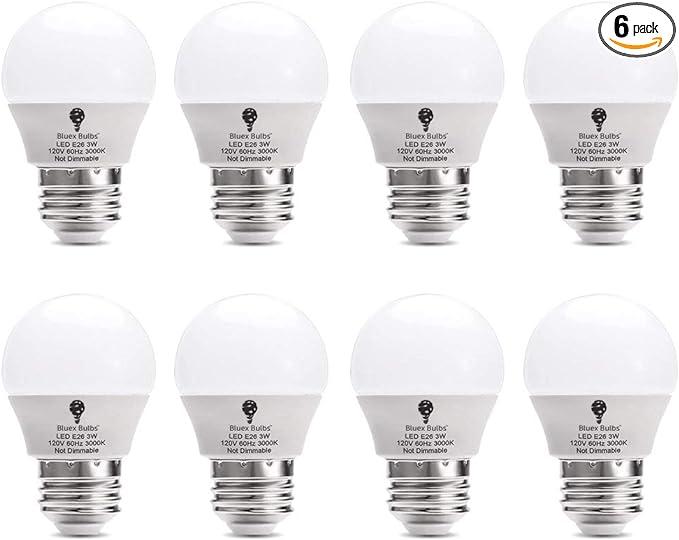 8 Pack BlueX 3W LED Light Bulb G14 3000K Warm White - 25W Equivalent - E26 Base 120V - Small Night Light Bulbs for Bedroom, Ceiling Fan, Table Lamp, Kitchen, Pendant Fixtures, Dinning Room
