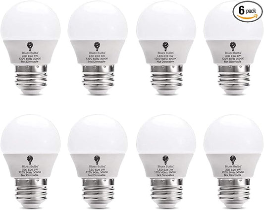 8 Pack BlueX 3W LED Light Bulb G14 3000K Warm White - 25W Equivalent - E26 Base 120V - Small Night Light Bulbs for Bedroom, Ceiling Fan, Table Lamp, Kitchen, Pendant Fixtures, Dinning Room