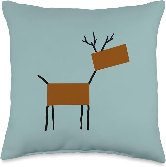 Cute Scandinavian Animals Designs Chic Deer Moose Scandinavian Elk Minimalism Reindeer Throw Pillow, 16x16, Multicolor