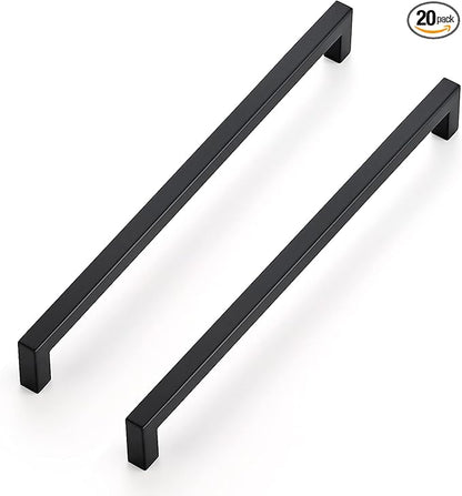 Ravinte 20 Pack 11-5/16 Inch Square Cabinet Handles Matte Black Pulls Drawer Hardware Kitchen Handles