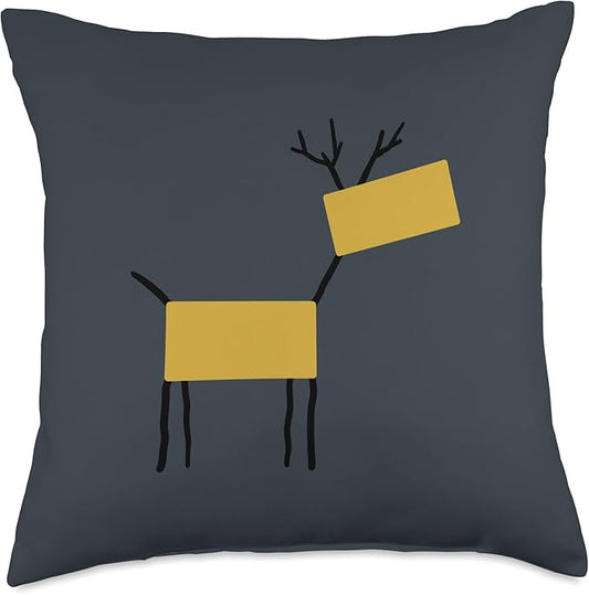 Cute Scandinavian Animals Designs Chic Deer Moose Scandinavian Elk Minimalism Reindeer Throw Pillow, 18x18, Multicolor