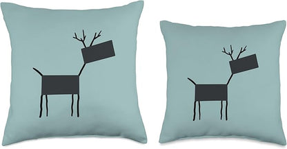 Cute Scandinavian Animals Designs Chic Deer Moose Scandinavian Elk Minimalism Reindeer Throw Pillow, 18x18, Multicolor