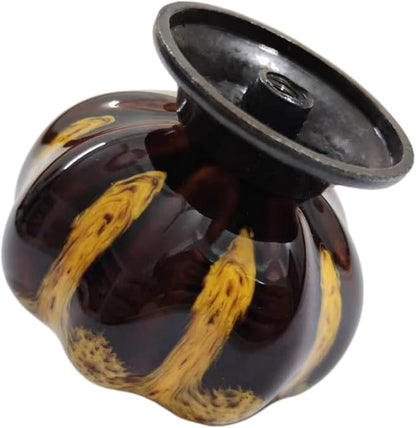 5 Pack Vintage Ceramic Pumpkin Cabinet Knobs, Kitchen Cabinet Drawers Dresser Cupboard Pull Handles Door Pulls with 5 Kinds of Screws (Leopard Print -Yellow)