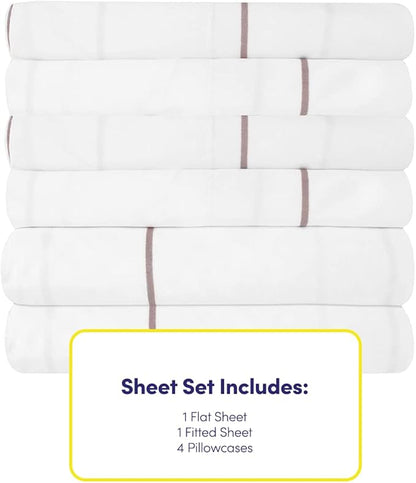 King Size Bed Sheets - 6 Piece 1500 Supreme Collection Fine Brushed Microfiber Deep Pocket King Sheet Set Bedding - 2 Extra Pillow Cases, Great Value, King, Window Pane White