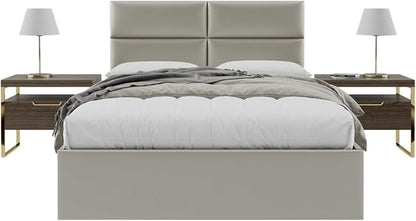 Vänt Upholstered Wall Panels - Queen/Full Size Wall Mounted Headboards - Metallic Neutral Champagne - Set of 4 Panels (Each Individual Panel 30"x11.5")