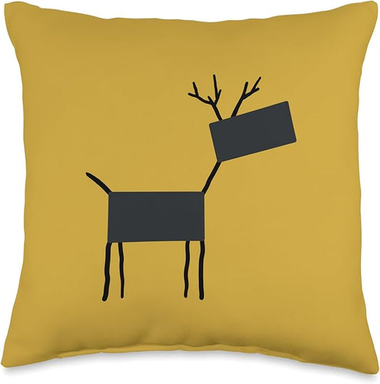 Cute Scandinavian Animals Designs Chic Deer Moose Scandinavian Elk Minimalism Reindeer Throw Pillow, 16x16, Multicolor