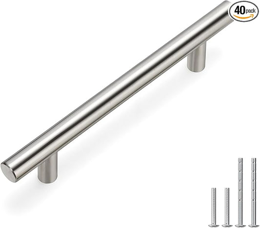 homdiy Kitchen Cabinet Handles Brushed Nickel Drawer Pulls 40 Pack 4in (102mm) Hole Centers Cabinet Pulls Brushed Nickel Cabinet Pulls Cupboard Handles Drawer Handles