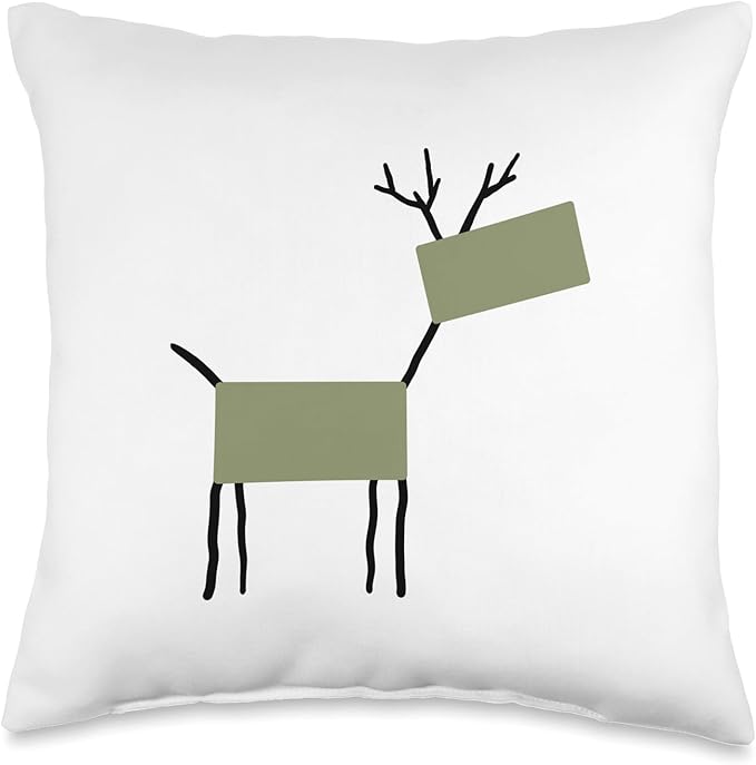Cute Scandinavian Animals Designs Chic Deer Moose Scandinavian Elk Minimalism Reindeer Throw Pillow, 16x16, Multicolor