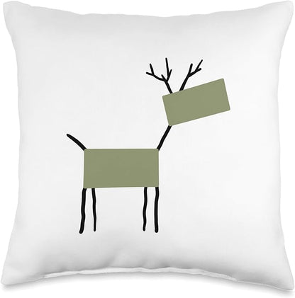 Cute Scandinavian Animals Designs Chic Deer Moose Scandinavian Elk Minimalism Reindeer Throw Pillow, 16x16, Multicolor