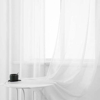 DUALIFE White Short Sheer Curtains 45 Inch Length for Small Windows with Grommet 2 Panels Solid Gauze Voile Drapes Window Semi Sheer Curtains for Bedroom Bathroom Kids Room Kitchen 52x45 Iches