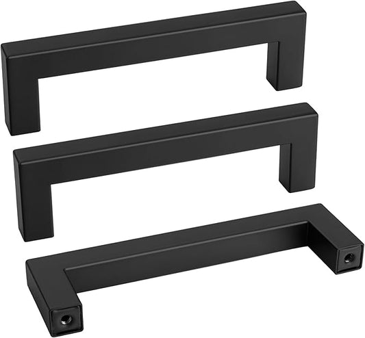 goldenwarm 45 Pack 4 Inch Black Cabinet Handles Matte Black Drawer Pulls Stainless Steel Cabinets Hardware Square Bar Modern for Kitchen Bathroom Cupboard