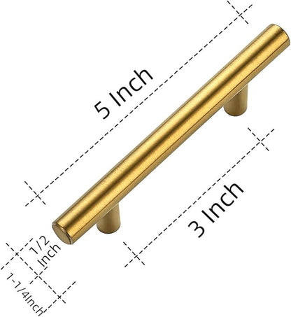 Ravinte 24 Pack 5 Inch Cabinet Pulls Brushed Brass Stainless Steel Kitchen Drawer Pulls Cabinet Handles 5”Length, 3” Hole Center
