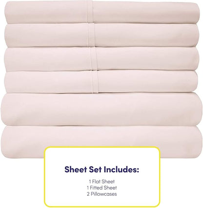 Twin Size Bed Sheets - 4 Piece 1500 Supreme Collection Fine Brushed Microfiber Deep Pocket Twin Sheet Set Bedding - 1 EXTRA PILLOW CASES, GREAT VALUE, Twin, Pale Pink