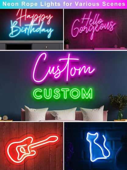 132ft RGB LED Neon Rope Lights with App, Remote Control, IP65 Waterproof Neon Light Strip Outdoor Indoor, DIY Design Flexible Led Strip Lights for Bedroom Essentials, Gaming Accessories