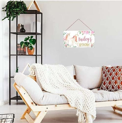 Personalized Beautiful Unicorn Sign, Magic Unicorn Sign Girls Room Baby Nursery Bedroom Door Art Custom Name Plaque Sign Wall Decor Kids Room Boys Playroom